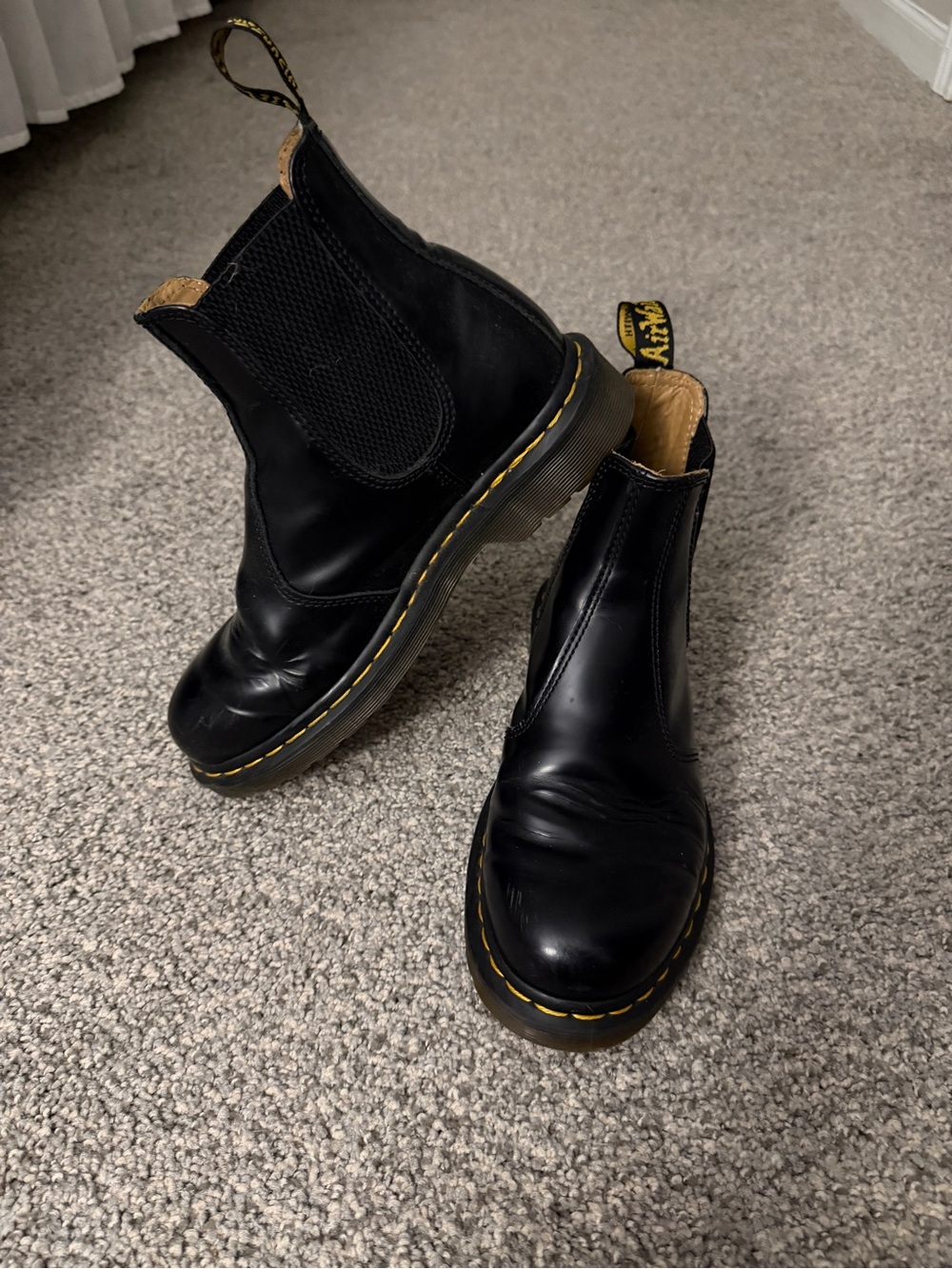Dr. Martens Black Chelsea Boots with Yellow Stitching